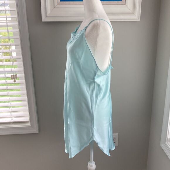 Vintage Belle Fleur Slip Aqua Short Sleeveless Nightie - Picture 5 of 12